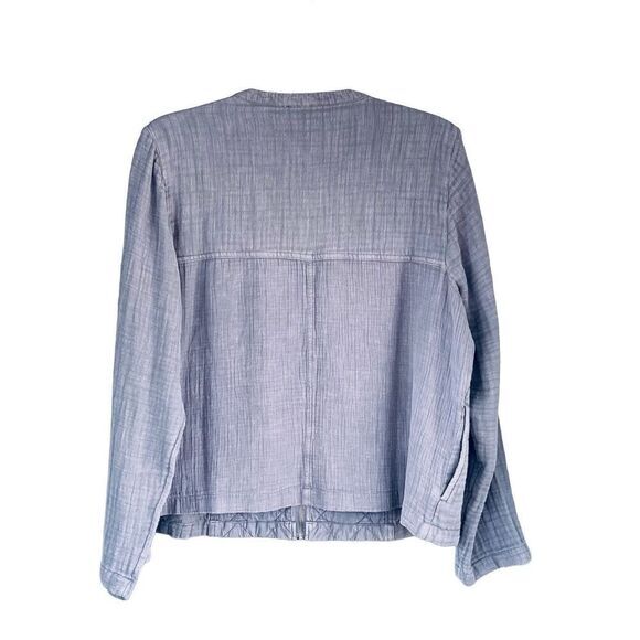 S1 J. Jill Blue Muslin Cotton Quilted Zip Jacket Size Medium - Picture 2 of 6
